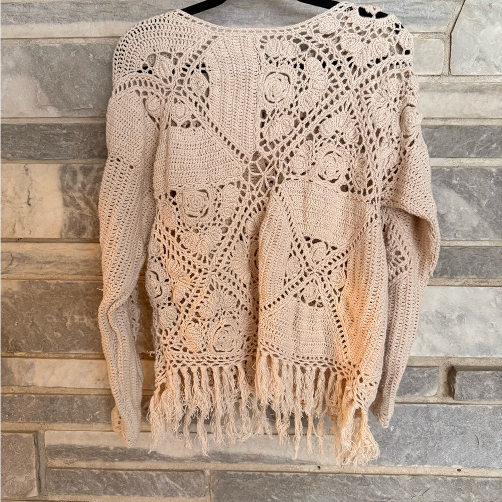 🧶 Vintage Jennifer Reed Crochet Fringe Sweater